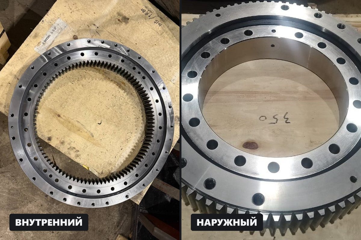Два поворотных круга рядом: с внутренним и с наружным зубчатым венцом